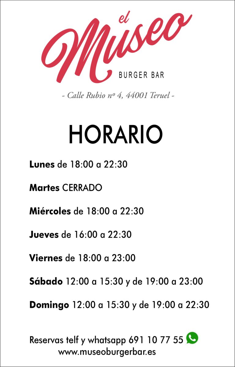 Horario desde Noviembre_El Museo Burger Bar